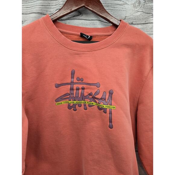 Stussy International Crew Neck Sweatshirt Salmon Color Mens Size Large - Picture 2 of 6